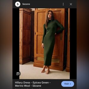 Sezane Hillary Midi Dress, Epicea Green